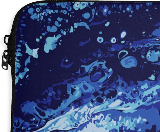 Housse pour ordinateur portable 17 pouces - Marbre - Blauw - Aquarelle - Housse pour ordinateur portable - Dimensions intérieures 42,5x30 cm