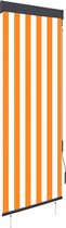 vidaXL - Rolgordijn - voor - buiten - 60x250 - cm - wit - en - oranje