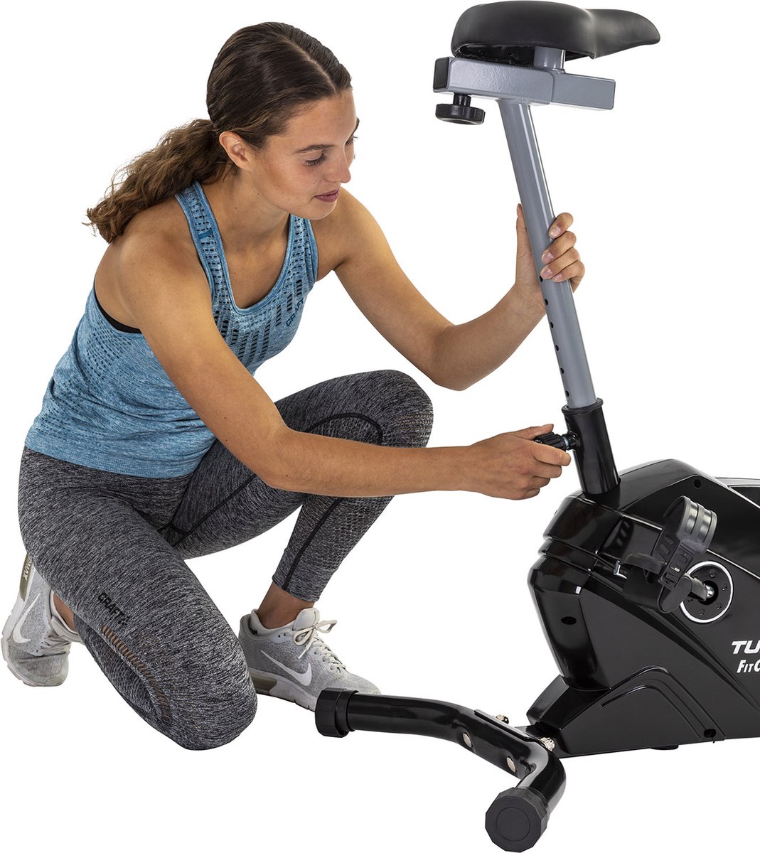Afbeelding 2 van Tunturi FitCycle 20 Hometrainer - Fitness Fiets - Fitness fiets met 8 weerstandsniveaus - Voorzien van tablethouder en transportwielen