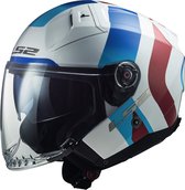 LS2 OF603 Infinity II Special Glossy White Blue 06 L - Maat L - Helm