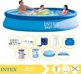 Intex Easy Set Zwembad - Opblaaszwembad - 366x76 cm - Inclusief Solarzeil, Onderhoudspakket, Filter, Grondzeil, Stofzuiger, Trap, Voetenbad en Warmtepomp HS