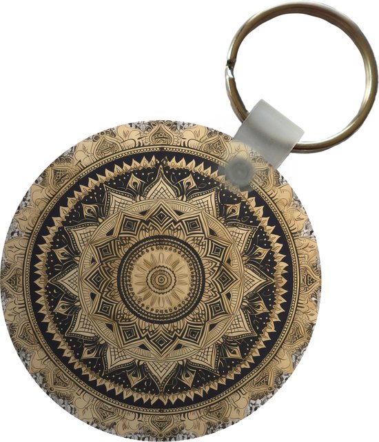 Sleutelhanger - Mandala - Bloem - Goud - Luxe - Bohemian - Plastic - Rond - Uitdeelcadeautjes