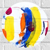 Muursticker Cirkel - Verschillende Kleuren Verfstrepen op Witte Ondergrond - 30x30 cm Foto op Muursticker