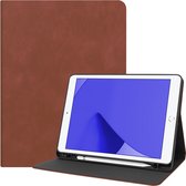 Hoes Geschikt voor iPad 10.2 2021 Hoes Luxe Hoesje Book Case Cover Met Uitsparing Geschikt voor Apple Pencil - Hoesje Geschikt voor iPad 9 Hoesje Bookcase - Bruin