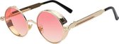 KIMU bril ronde roze glazen steampunk goud montuur hippie zonnebril