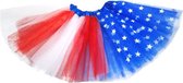 Amerikaanse vlag tutu sterretjes rokje rood blauw - maat 110 128 134 140 146 - USA tule rok ballet turnen petticoat