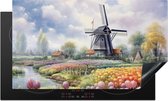 Kookplaataccessoires - Inductie beschermer - 91x52 cm - Inductie Afdekplaat - Anti Slip Mat - Molen - Bloemen - Landschap - Hollands - Inductiebeschermer - Voor kookplaat - Werkbladbeschermer - Keuken decoratie - Accessoires