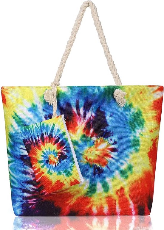 Lubardy Strandtas XXL Familie met ritssluiting Strandtas Dames Groot Mesh Beach Bag Shopper Opvouwbare schoudertassen Badtas voor strandreis Speelgoedopslag Fitnessstudio Zwart