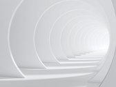 Fotobehang Abstract White Bent 3D Tunnel - Vliesbehang - 405 x 270 cm