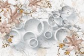 Fotobehang Marmer En Bloemen Abstractie - Vliesbehang - 315 x 210 cm