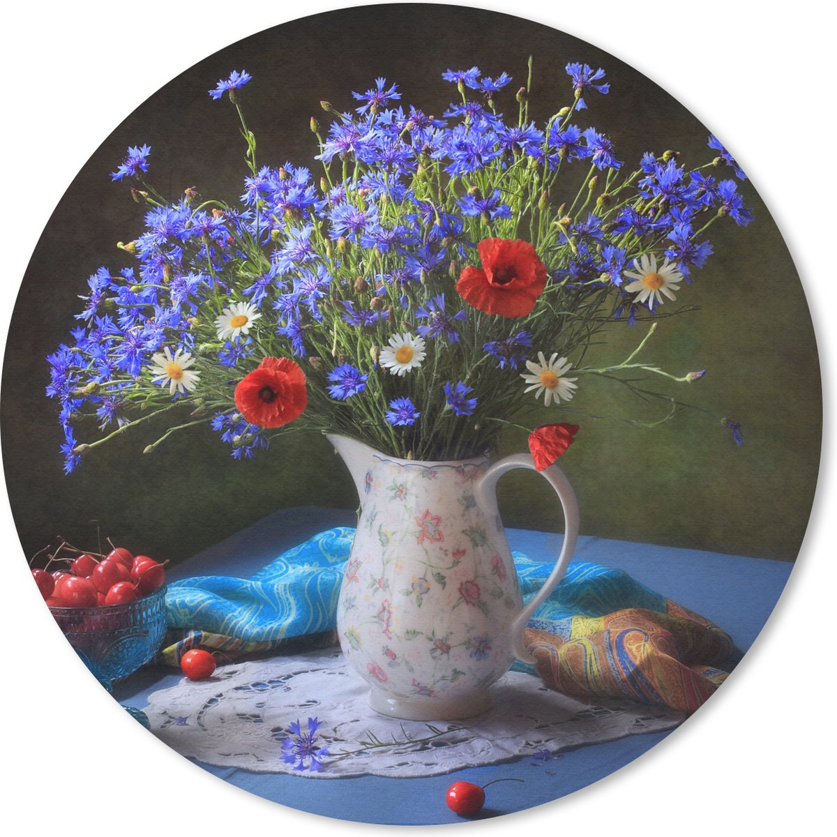 Muismat rond 40x40 cm - Mousepad Bloemen - Kleuren - Stilleven - Ronde muismatten