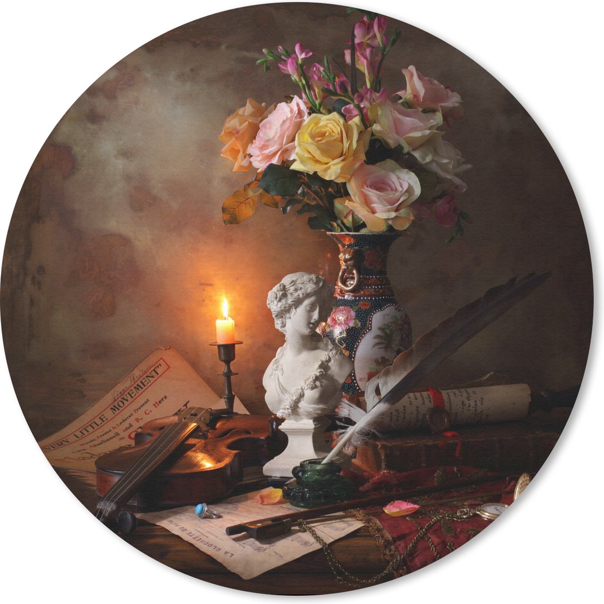 Muismat rond 50x50 cm - Mousepad Viool - Beeld - Stilleven - Ronde muismatten