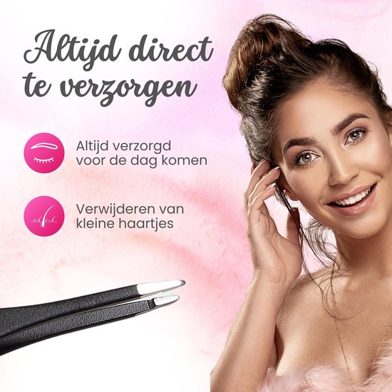 Allures Epileer Pincet - Punt Pincet - Slanted - Epileren - Beauty - Zwart - RVS