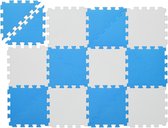 Relaxdays speelmat puzzel - 12-delige mat - blauw-wit - puzzelmat - babymat - zonder BPA