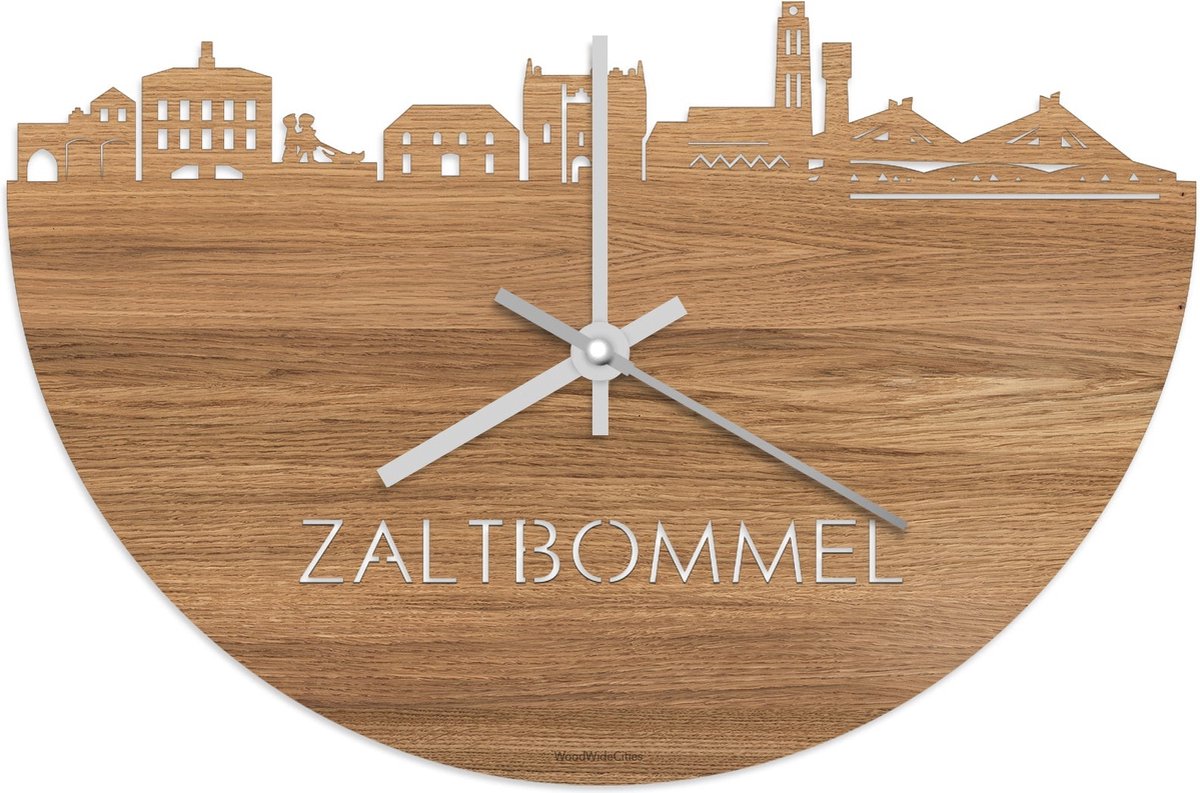 Skyline Klok Zaltbommel Eikenhout - Ø 40 cm - Stil uurwerk - Wanddecoratie - Meer steden beschikbaar - Woonkamer idee - Woondecoratie - City Art - Steden kunst - Cadeau voor hem - Cadeau voor haar - Jubileum - Trouwerij - Housewarming -