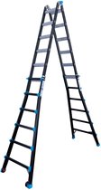 Eurostairs professionele Vouwladder – Uitschuifbare Multiladder 4x6 sporten (24 treden) – 7,50 meter werkhoogte
