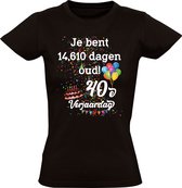 Je bent 14,610 dagen oud! Dames T-shirt - 40 jaar - verjaardag - 40e verjaardag - verjaardagsshirt - feest - jarig