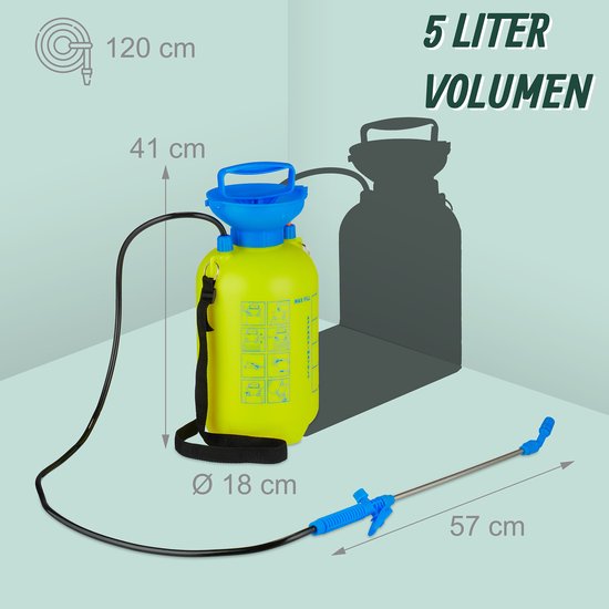 drukspuit met lans - 5 liter - verstelbare sproeikop van Merkloos	 — afbeelding 4