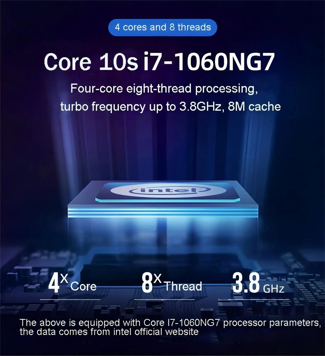 Elementkey IONX Mini – Mini PC - Desktop Computer - i7-1060NG7 – 3.8 GHz Turbo - 16GB RAM Samsung 512GB SSD - Windows 11 PRO - Intel Iris Plus Graphics – 8 Cores 4 Threads - Bluetooth 4.2 thumbnail 4