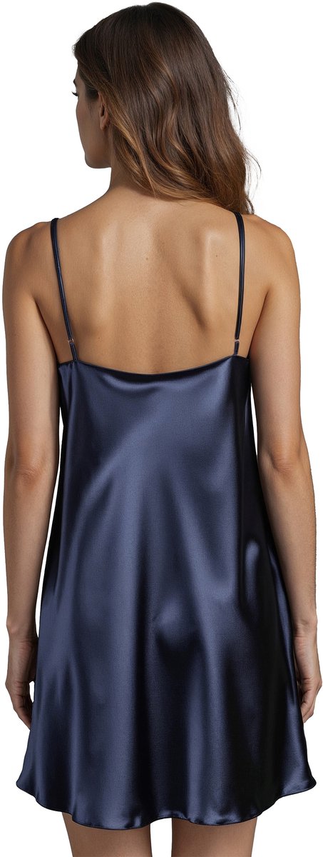 Vivisence Nachthemd Dames Satijn M - Verstelbare Spaghettibandjes - Satijnen Nachtkleding - Donkerblauw