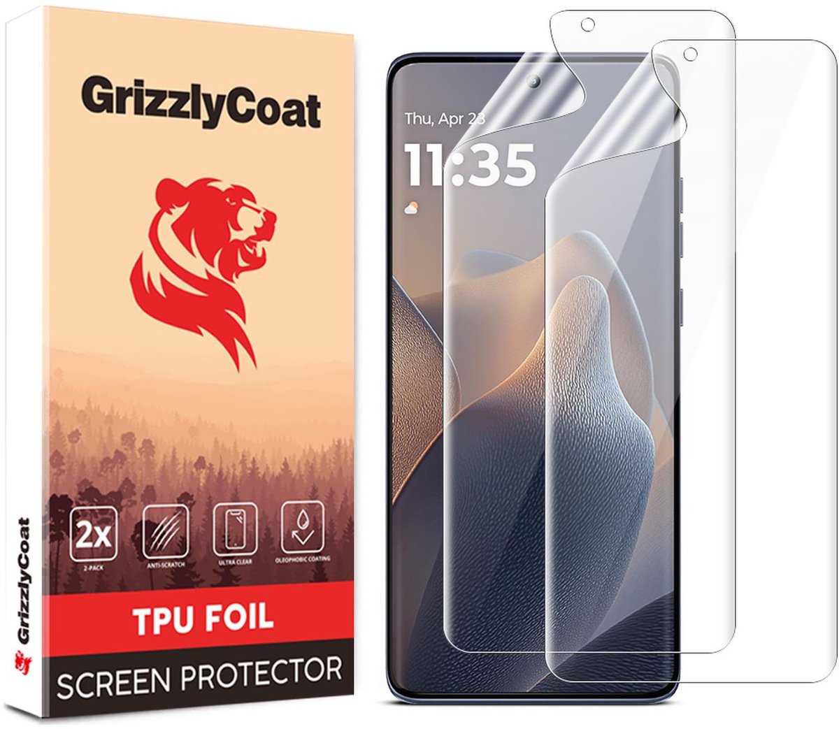 GrizzlyCoat Screenprotector geschikt voor Motorola Edge 60 Fusion | GrizzlyCoat Screenprotector Folie - Case Friendly (2-Pack)