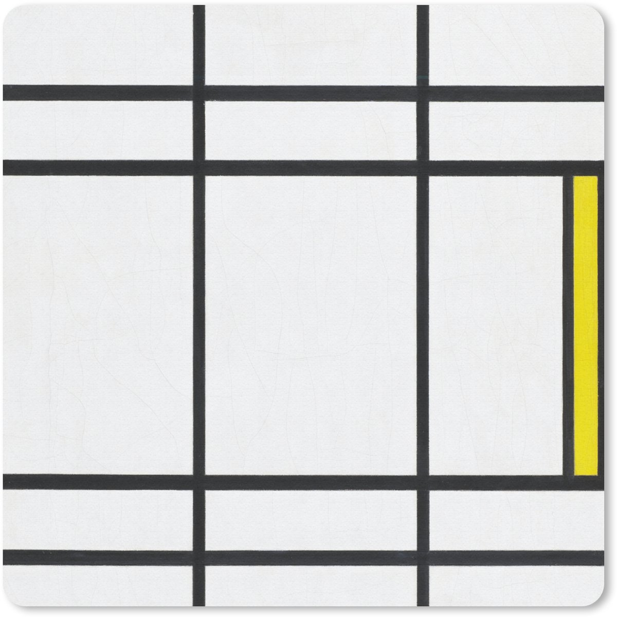 Muismat 30x30 cm - Mousepad Compositie in wit, rood en geel - Piet Mondriaan - Muismatten