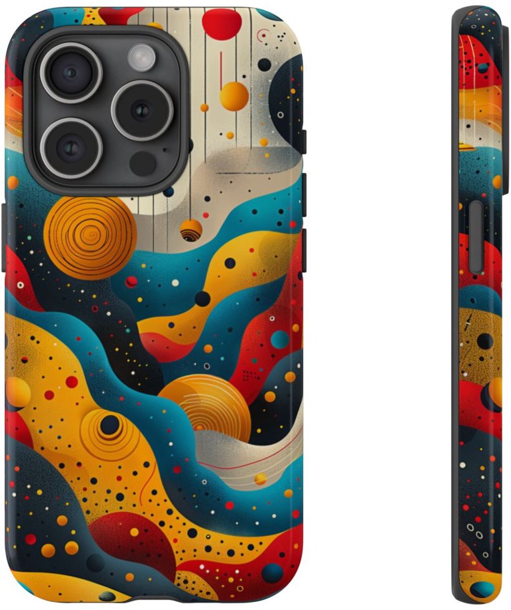 Kleurrijke Abstracte Kosmische Golven – Telefoonhoesje Geschikt voor iPhone 15 Pro