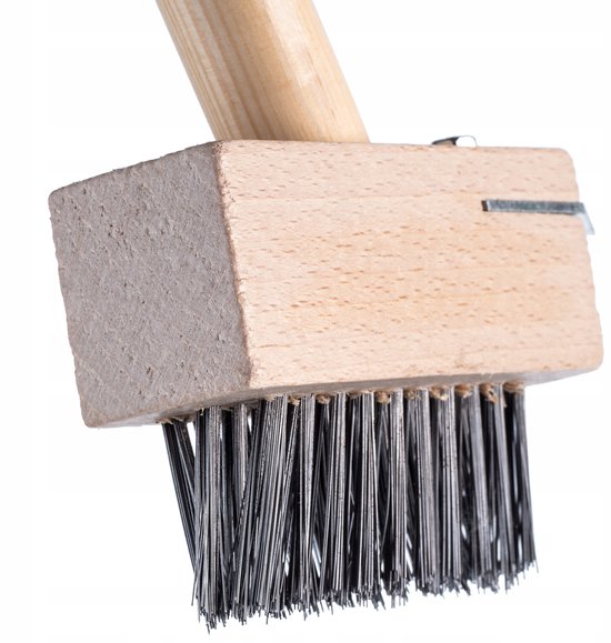 KADAX Bezem voor straatstenen, voegenbezem, onkruidborstel met lange steel van hout, bestrating met krabrand, voegenborstel met metalen borstelharen (houten steel) van Merkloos	 — afbeelding 2