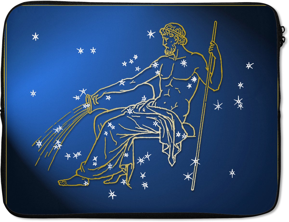 Laptophoes 17 inch - Sterrenbeeld - Waterman - Sterren - Laptop sleeve - Binnenmaat 41x28 cm - Zwarte achterkant