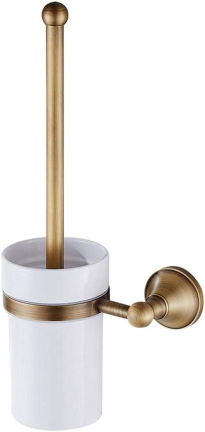 Foto: Allecto plus muur gemonteerde toiletborstelhouder van antiek messing voor badkamer en slaapkamer eenvoudige installatie gouden kleur