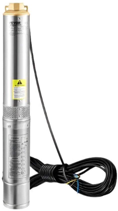 Dompelpomp Dieptebronpomp 3 2/12 (370 W, 4200 l/h, max. Opvoerhoogte 46m) - Zandcompatibel - Roestvrij Staal - Waterpomp voor Diepe Fontein - Diepe Putpomp - Bronpomp - Huiswaterpomp Tuinirrigatie