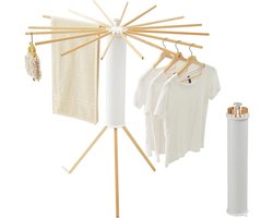 Tripod Drying Rack for Clothes - Portable and Foldable Space Saving Clothes Drying Rack with 16 Wooden Bars