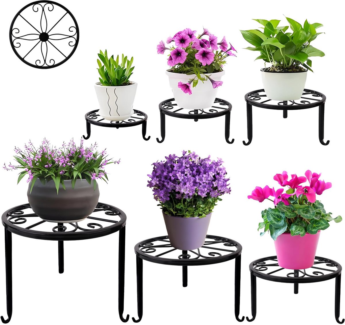 Ibenzoa® Metalen Plantenhouders Set van 6 met Verschillende Hoogtes en Maten voor Binnen en Buiten Gebruik