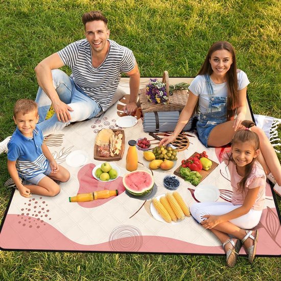 Picknickdeken – Waterdicht, Wasbaar En Zandvrij – 200x200 Cm – Met Schouderband En Geïsoleerde Voering – Ideaal Voor Strand, Park En Camping – Roze