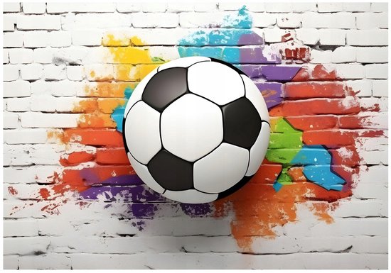 WALLARENA - Fotobehang - 400x280 cm - 3D graffiti voetbal thema voor jongens, jeugdige uitstraling