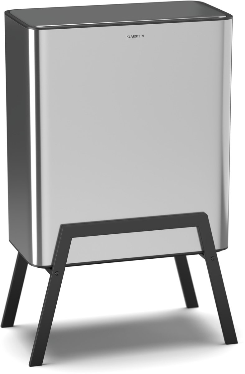 Klarstein Yuma afvalemmer - 30L afvalemmer met geurfilter, drukknop, uitneembare binnenemmer, stijlvolle voetjes, roestvrij staal - Keukenafvalemmer