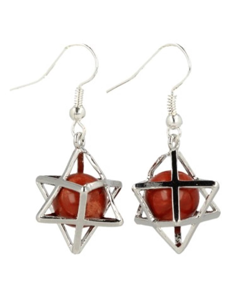 Jaspis rood oorbellen merkabah