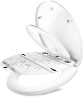Abattant WC DomuSPA - Fermeture amortie - Abattant WC antibactérien - Adultes et enfants - Déverrouillage Quick - Réducteur de siège WC