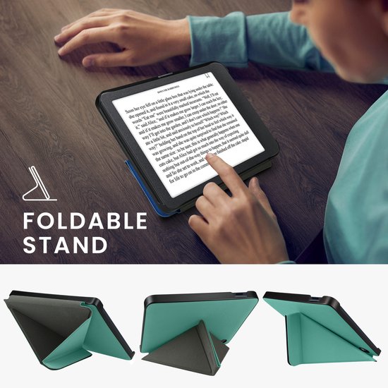 kwmobile e-reader hoesje geschikt voor Kobo Libra 2 hoes - Ereader flip case met standaard - E reader cover van kunstleer - In mintgroen van kwmobile — afbeelding 3