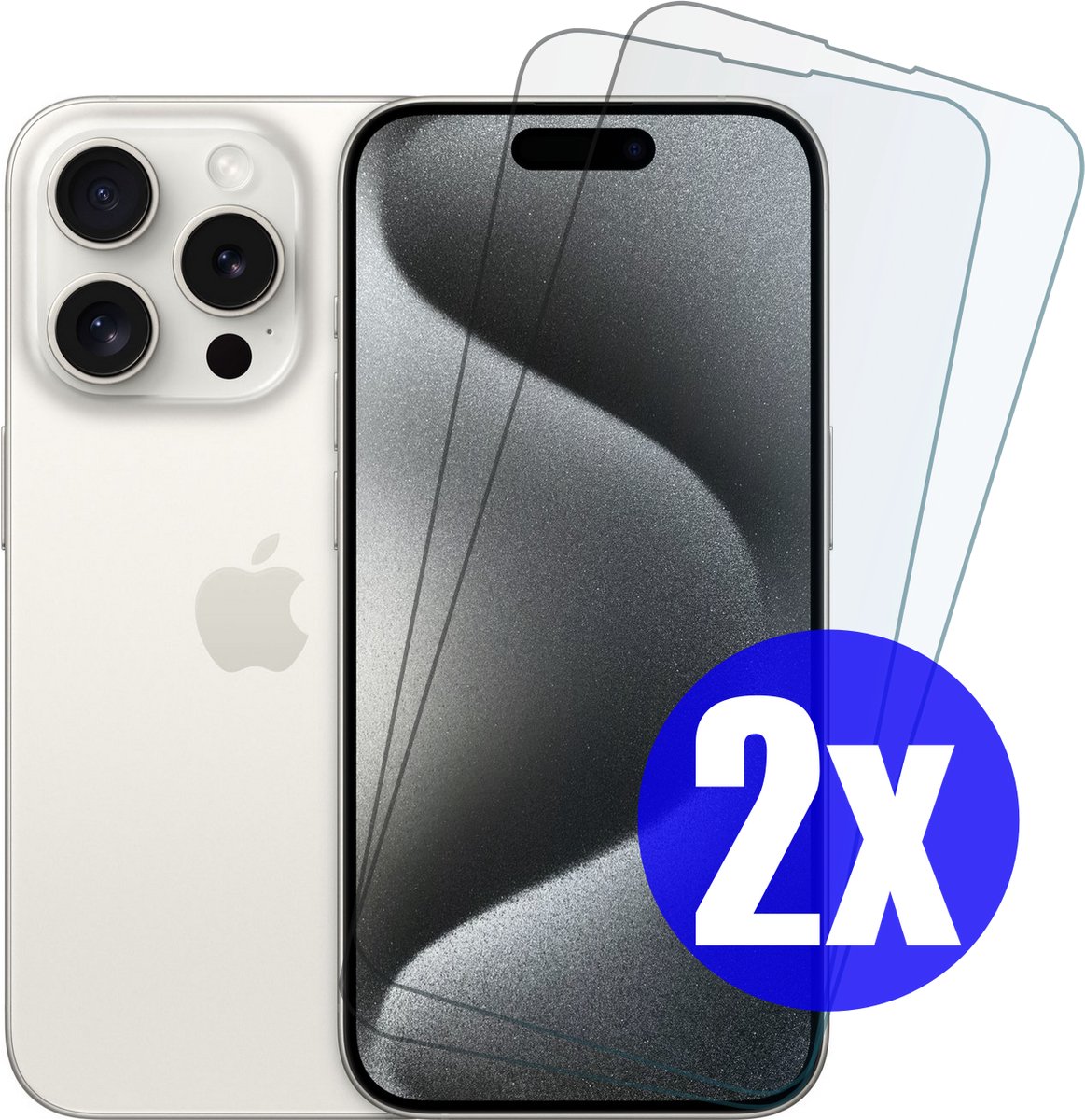 Screenprotector geschikt voor iPhone 15 Pro Max - Gehard Glas - Tempered Glass Armor Screen Cover - 2 Stuks