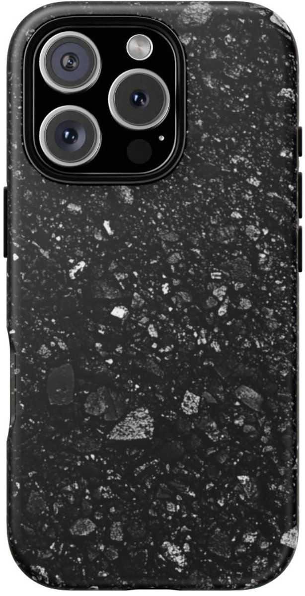 Zwarte Asfaltstructuur – Telefoonhoesje Geschikt voor iPhone 16 Pro