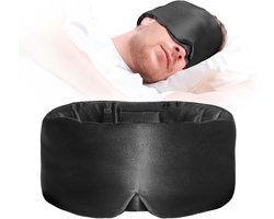 Satijnen slaapmasker - Nieuw ontwerp verduisterend oogmasker, unisex, zacht en comfortabel slaapmasker voor de nacht, reis-/slaapmasker (zwart)