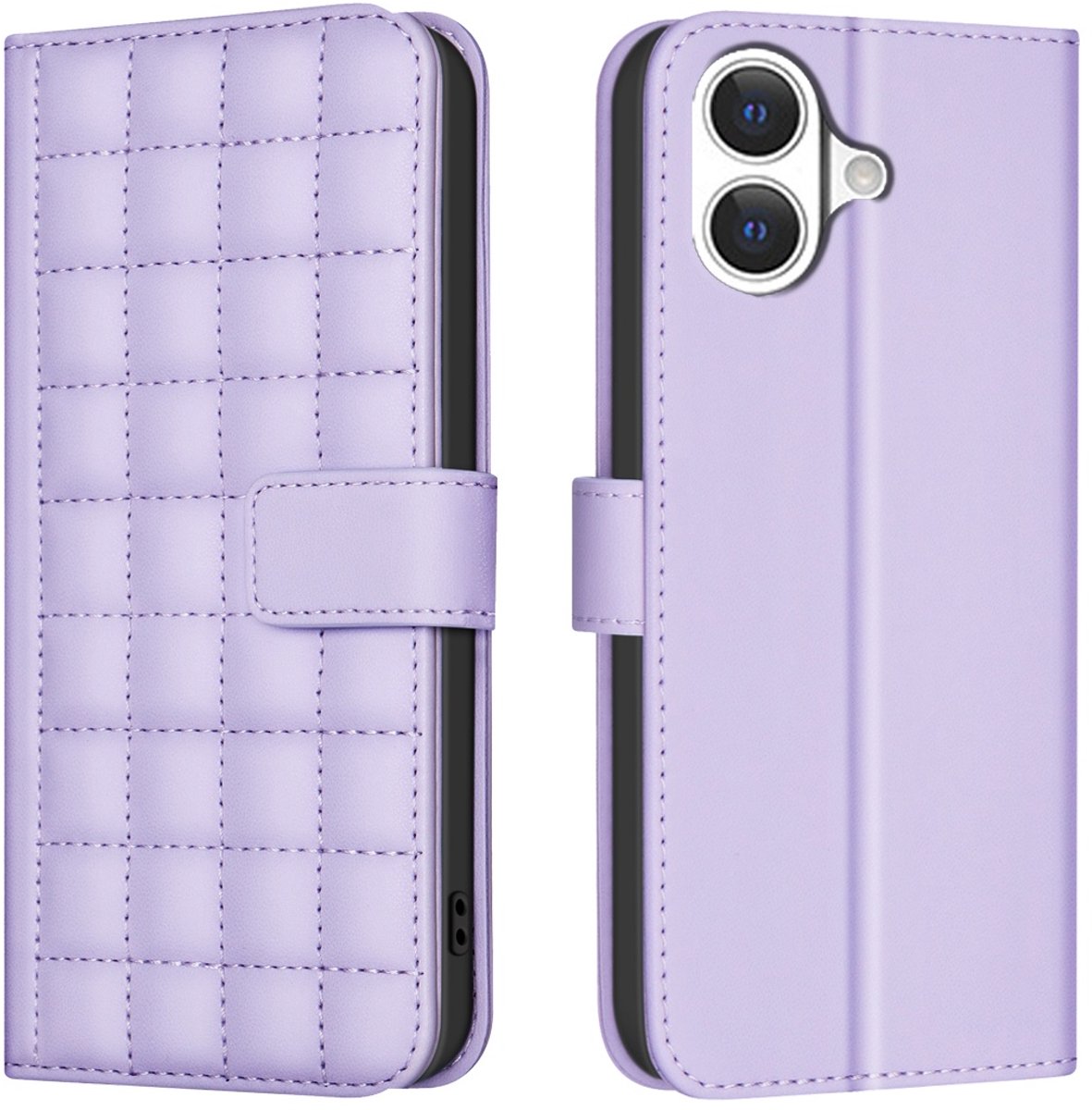 BINFEN Hoesje - Geschikt voor iPhone 17 Hoesje - BINFEN Square Color Book Case - Lavendel