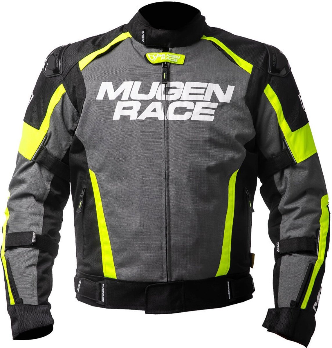 MUGENRACE Romano Donkergrijs Zwart Fluo Gele Waterdichte Textieljas - Jas