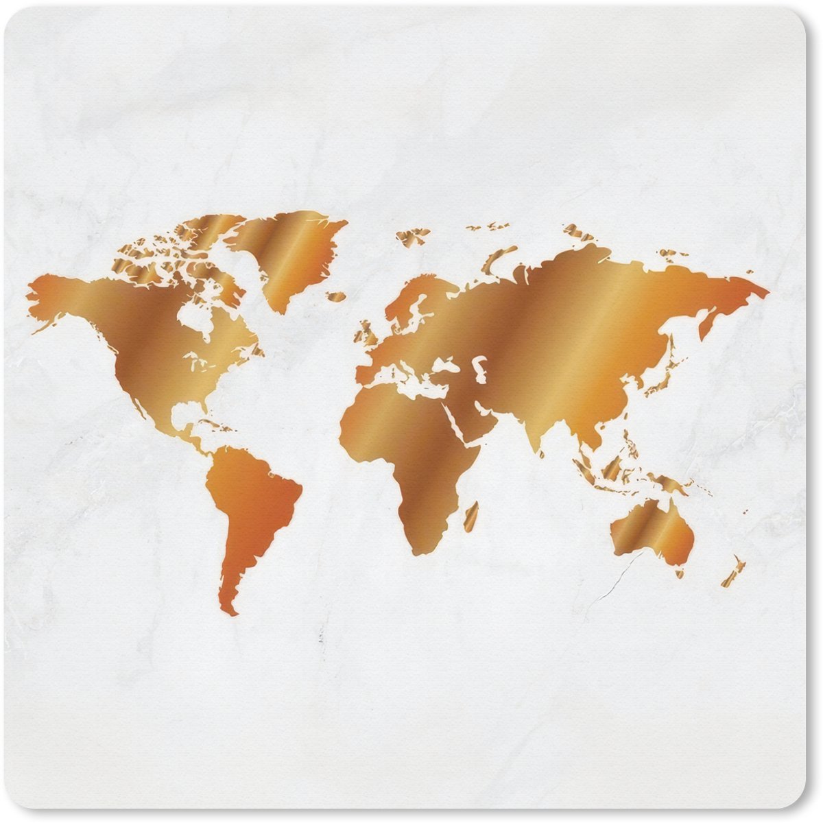 Muismat 20x20 cm - Mousepad Wereldkaart - Marmer print - Goud - Muismatten
