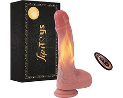 TipsToys® Stotende Dildo met Zuignap - 4-in-1 Realistische Vibrator met Balzak - Levensechte Bewegende, Warmte & Thrusting - 4.1 ⌀ cm Prostaat en G Spot Stimulator - Seksspeeltjes Mannen, Vrouwen & Beginners - Anaal Sex Toys