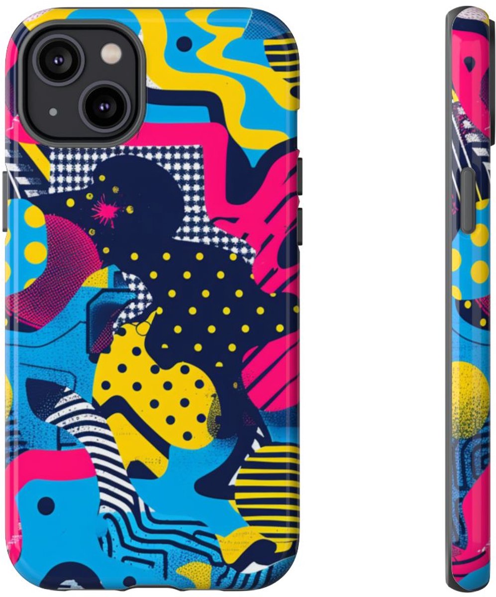 Vrolijk Abstract Geometrisch Patroon – Telefoonhoesje Geschikt voor iPhone 14 Plus