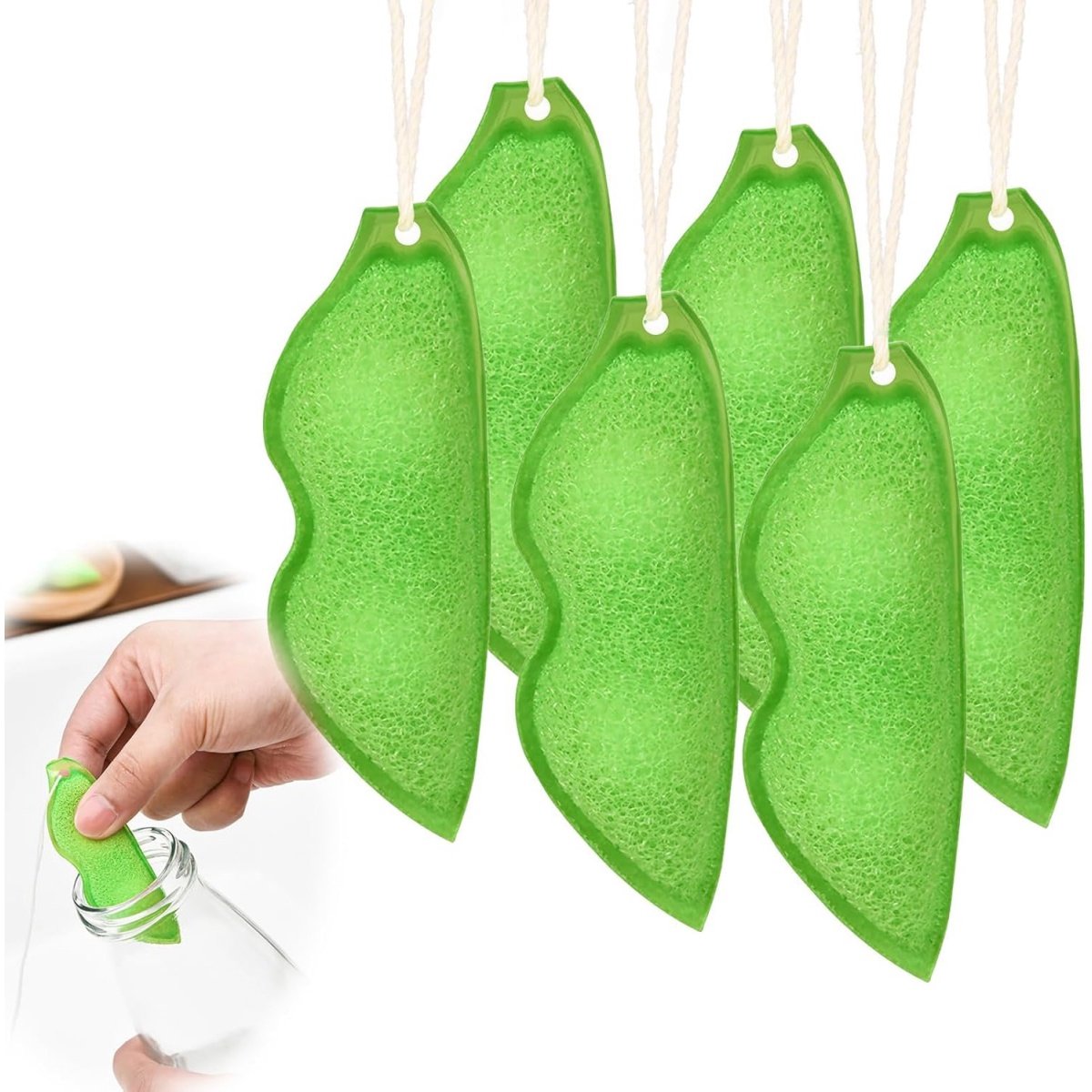 EXCITAT 6 stuks - Reinigingssponzen - Reinigingsborstels voor waterflessen - Geschikt voor verschillende flesformaten - 7,5 * 2,5 cm - Groen