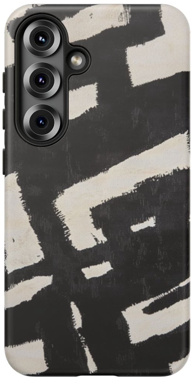 Abstract Zwart-Crèmekleurig Patroon – Telefoonhoesje Geschikt voor Galaxy S25