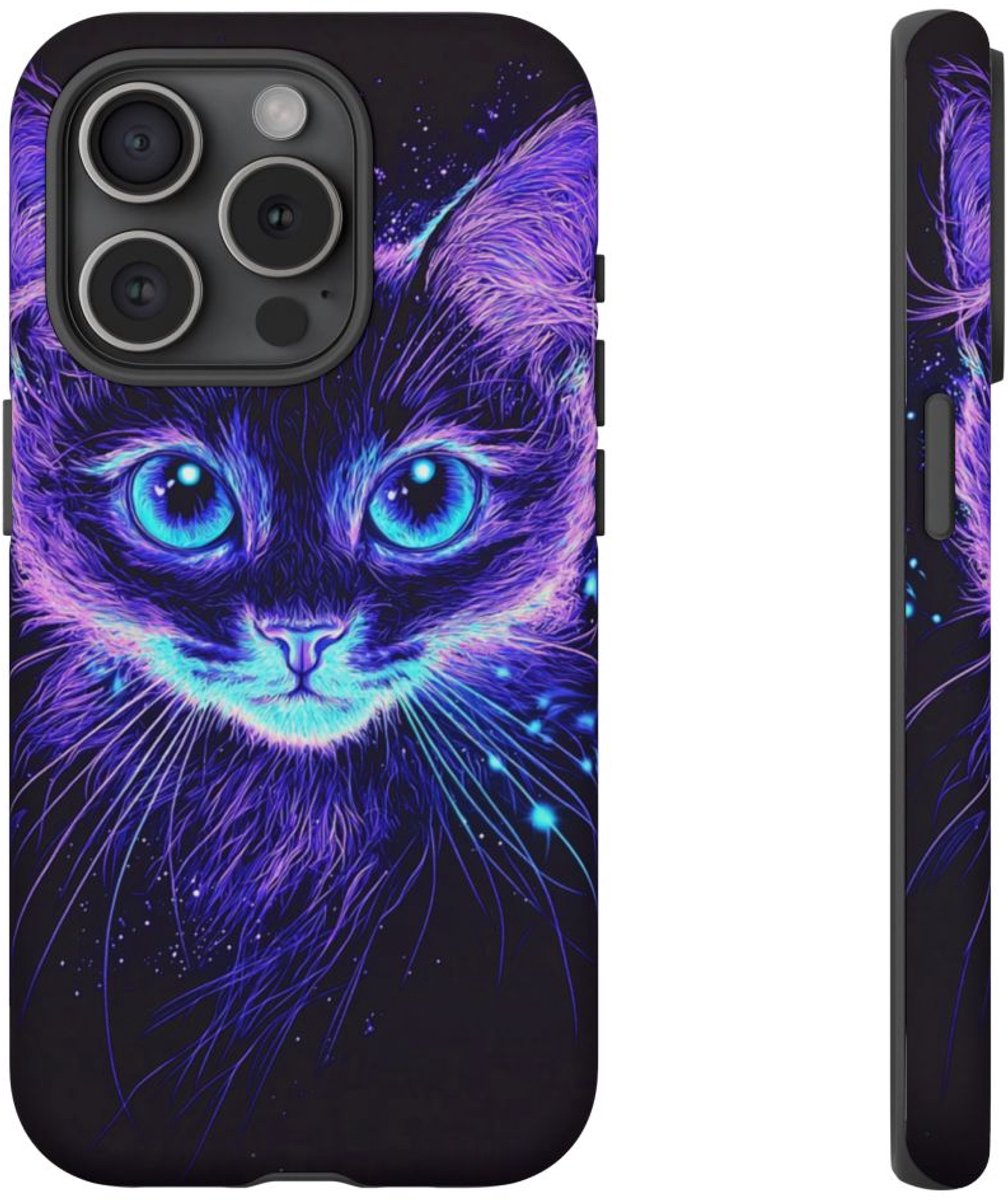 Lichtgevende Kattenkop – Telefoonhoesje Geschikt voor iPhone 15 Pro